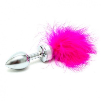 Small Butt Plug With Pink Feathers